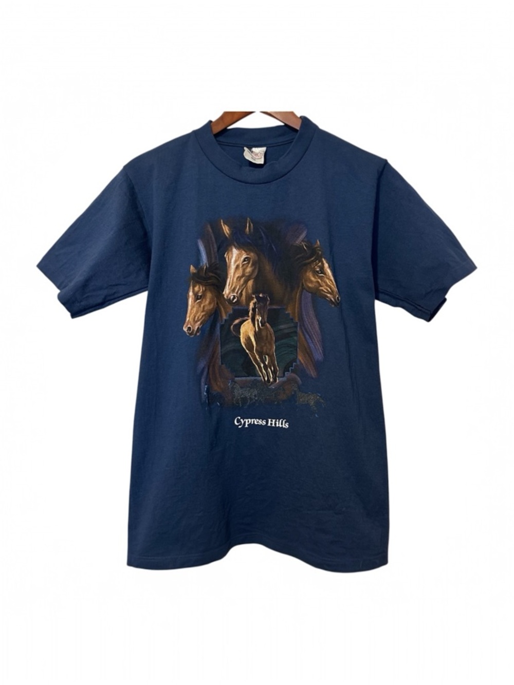 Vintage Horses Cypress Hills Graphic T Shirt King Fashions Navy Cotton Size M